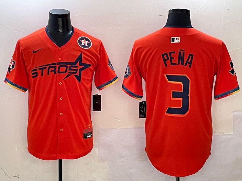 Men Houston Astros #3 Pena Orange Fourth generation Joint Name Nike 2025 MLB Jersey style 6->houston astros->MLB Jersey